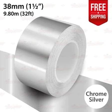 CHROME SILVER 1.5" 38mm Roll PIN STRIPE Striping Line TAPE Decal Vinyl Sticker