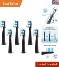 W Shape Bristle Toothbrush Heads - 6 Pack for Fairywill Electric Models - Black