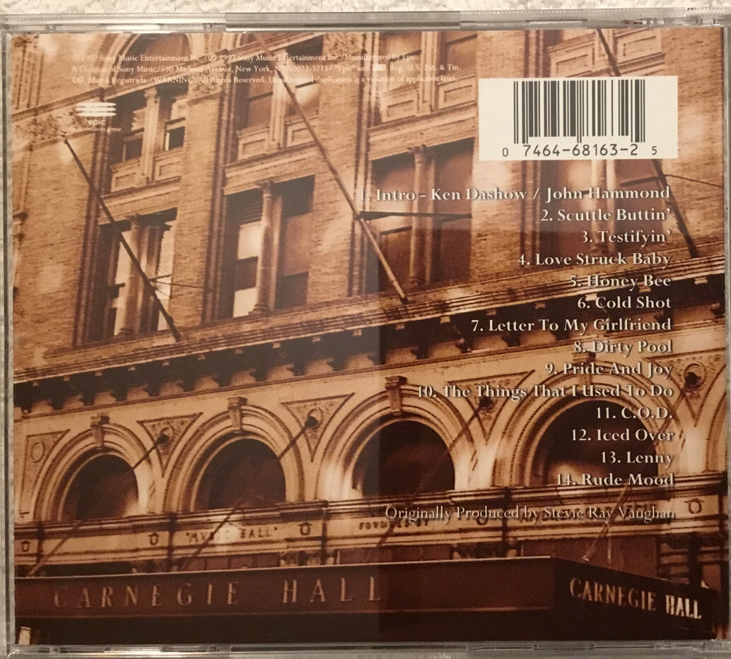 Live at Carnegie Hall CD Stevie Ray Vaughan & Double Trouble