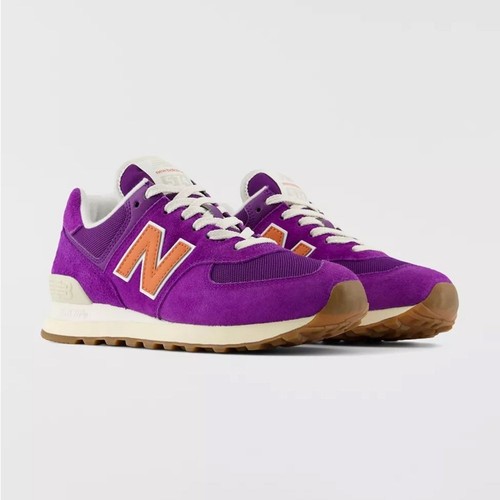 NEW IN BOX Women’s New Balance 574 Shoes in Purple Orange 8.5 - Picture 2 of 4