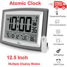 Atomic Clock with Indoor Outdoor Temperature,...
