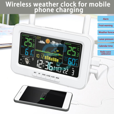 Wireless Thermometer Hygrometer Weather Station Color Screen Clock Calendar