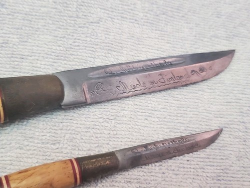 Vintage Finland Brass Horse Head Puukko Double Knife Set w/ Sheath E269 - Picture 6 of 6