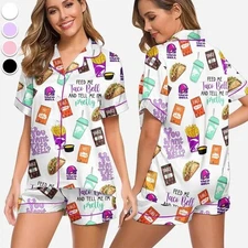 Taco Bell Pajama Set – Funny Taco Lover Sleepwear Gift for Her