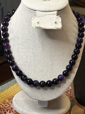 12mm Gorgeous Amethyst Beads With A Sterling Silver 925 Lobster Clasp 18 Inches