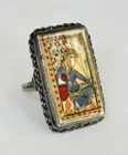 Antique Vintage Persian Sterling Silver Hand Painted Ring Size 6 Rare