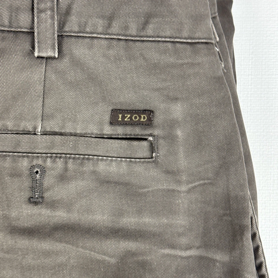 Pantalones chinos IZOD Khakis vintage para hombre W34 L30 marrón sarga de algodón preppy clásicos Foto 2 de 4