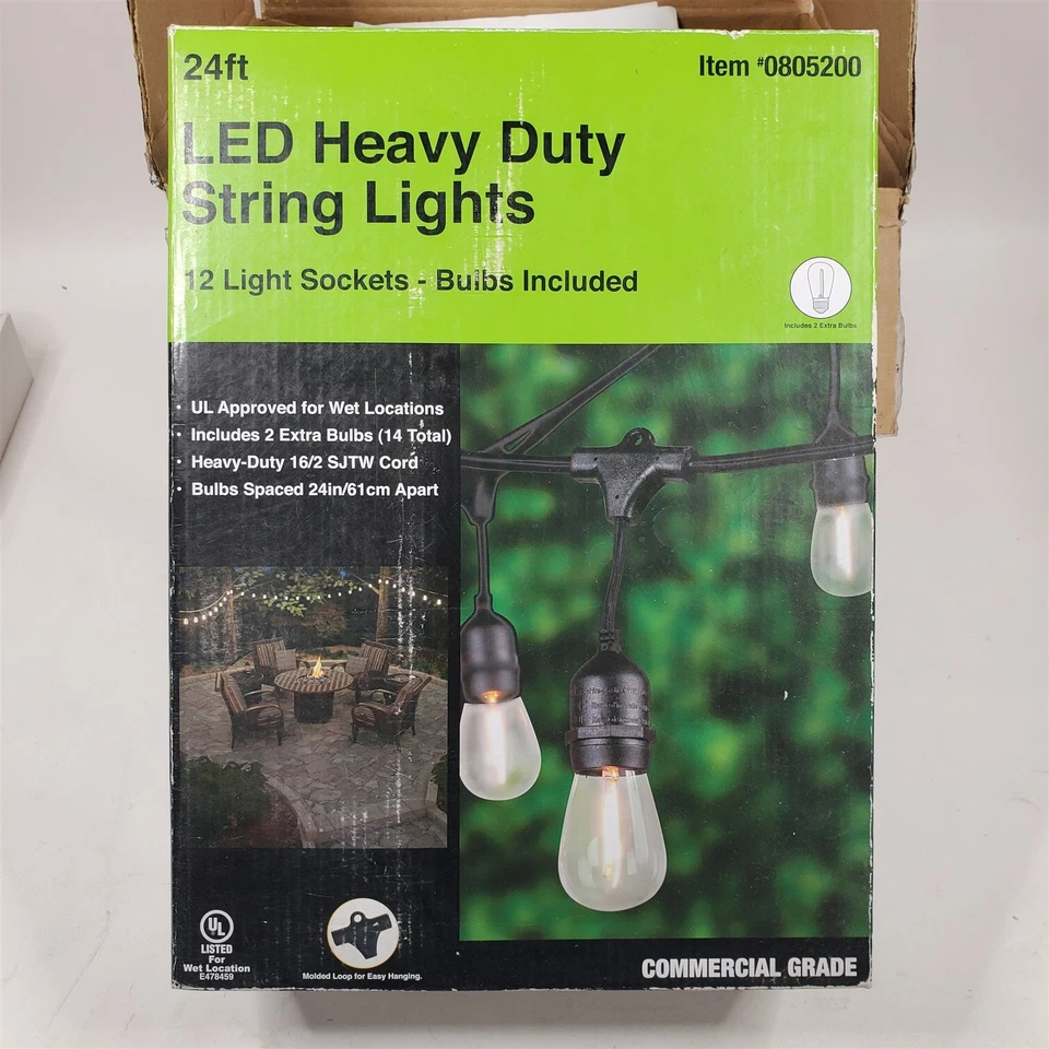 3 Sets of 24 ft Black Indoor/Outdoor String Light w/LED Edison Bulbs 72 ft Total - Image 4 of 4