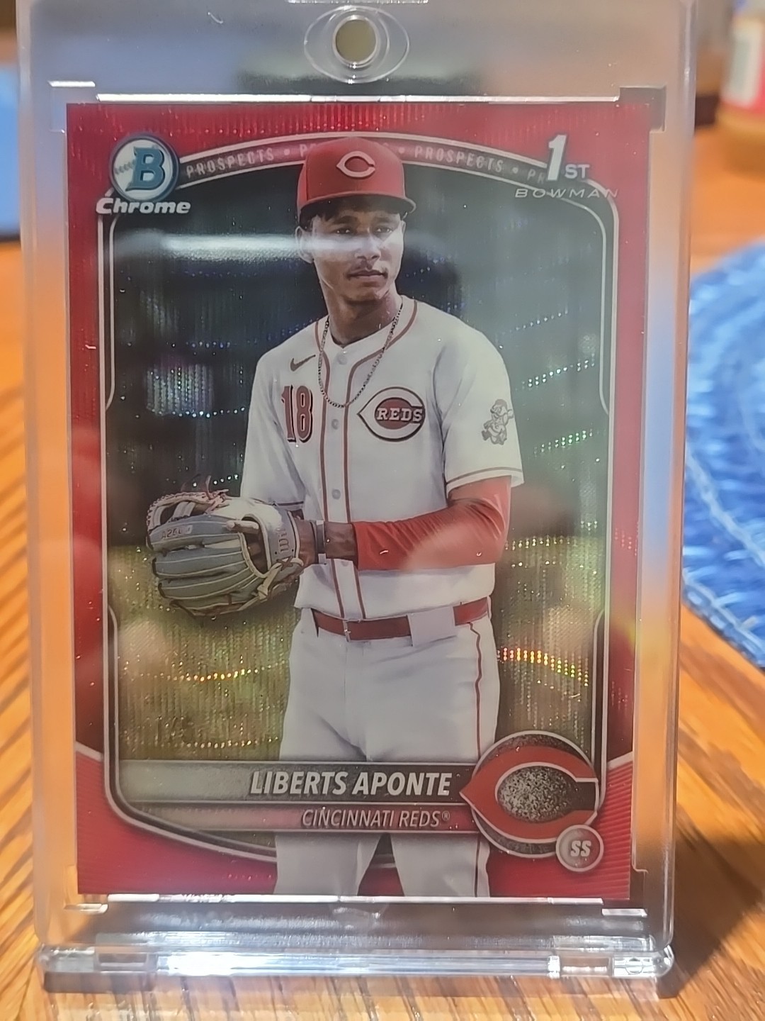 2025 Bowman Chrome  Liberts Aponte 1st Bowman Red Wave 1/5 First Off Print. 