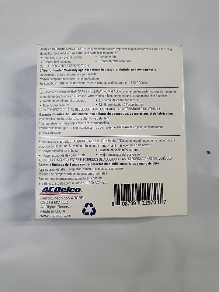 (QTY 4) ACDelcoRAPIDFIRE 19308032 #12 Platinum Spark Plug for 2017 Aston Martin - Image 2 of 4