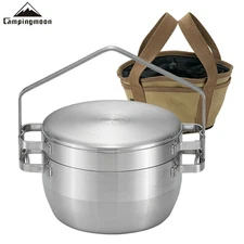 CAMPING MOON Polished Outdoor Stainless Steel Dutch Oven 6" DO-25 From Japan