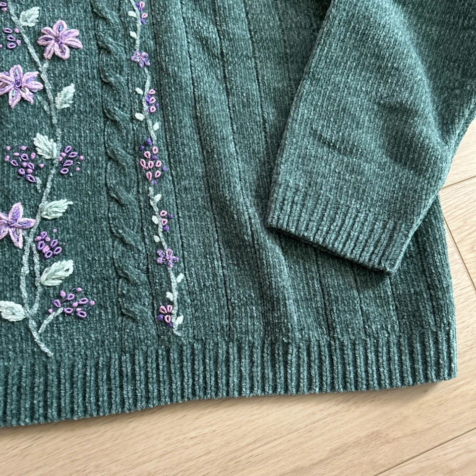 Suéter De Colección Alfred Dunner Floral Bordado Chenille Talla 2X Abuela Cottagecore Foto 3 de 4