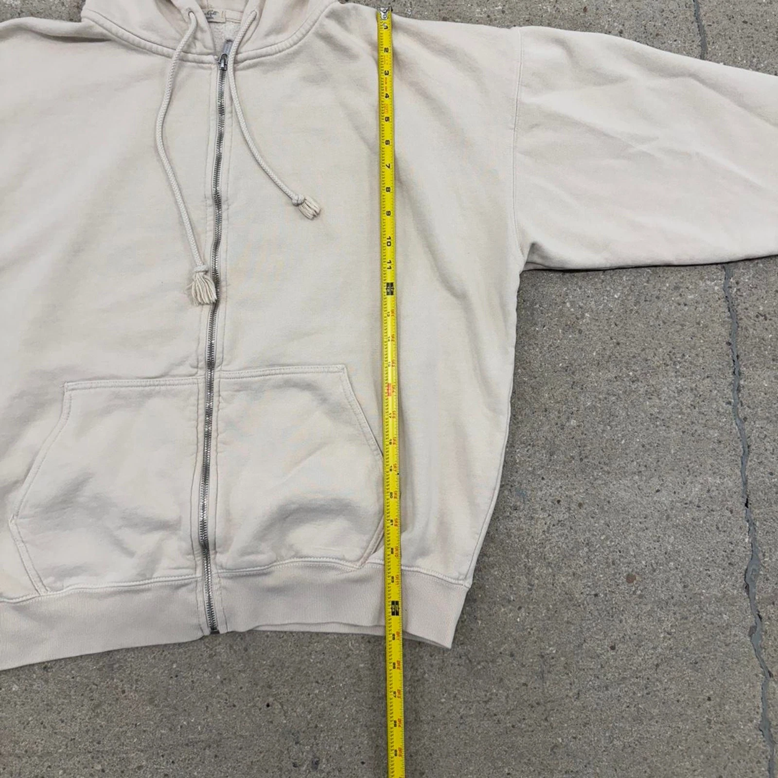 OFF WHITE Felpa con cappuccio e zip bianca beige John Galt Essentials surfista skater adatta a grandi