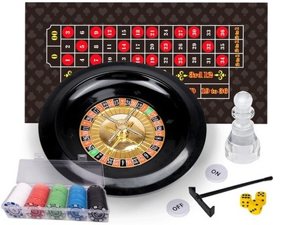 Roulette Wheel and Craps Set with Large Double Sided Felt, 10 Inch Roulette W...