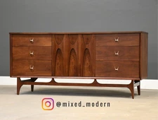 Refinished Broyhill Brasilia Walnut 66” Dresser