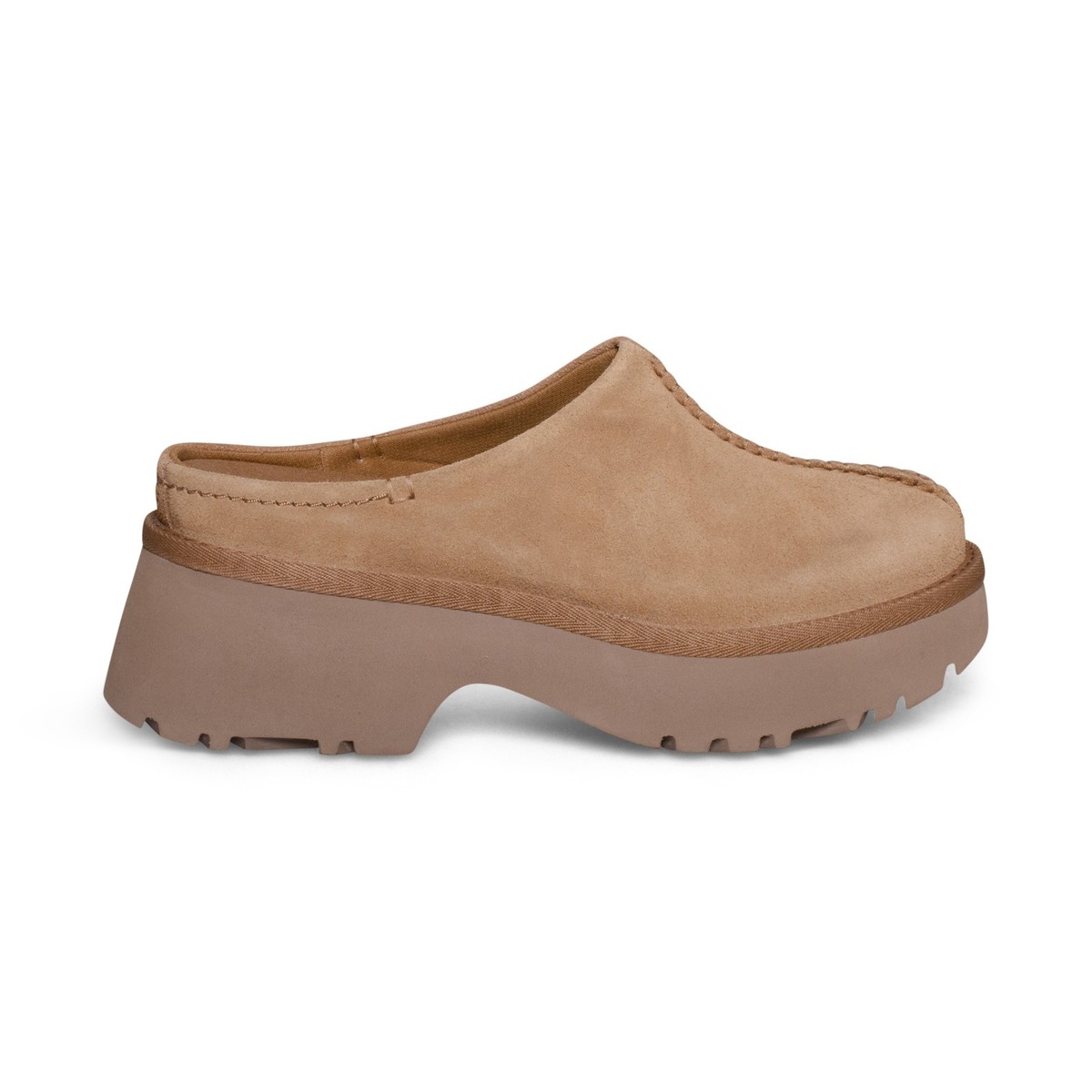 UGG NEW HEIGHTS CLOG CHESTNUT SUEDE SLIP ON WOMEN