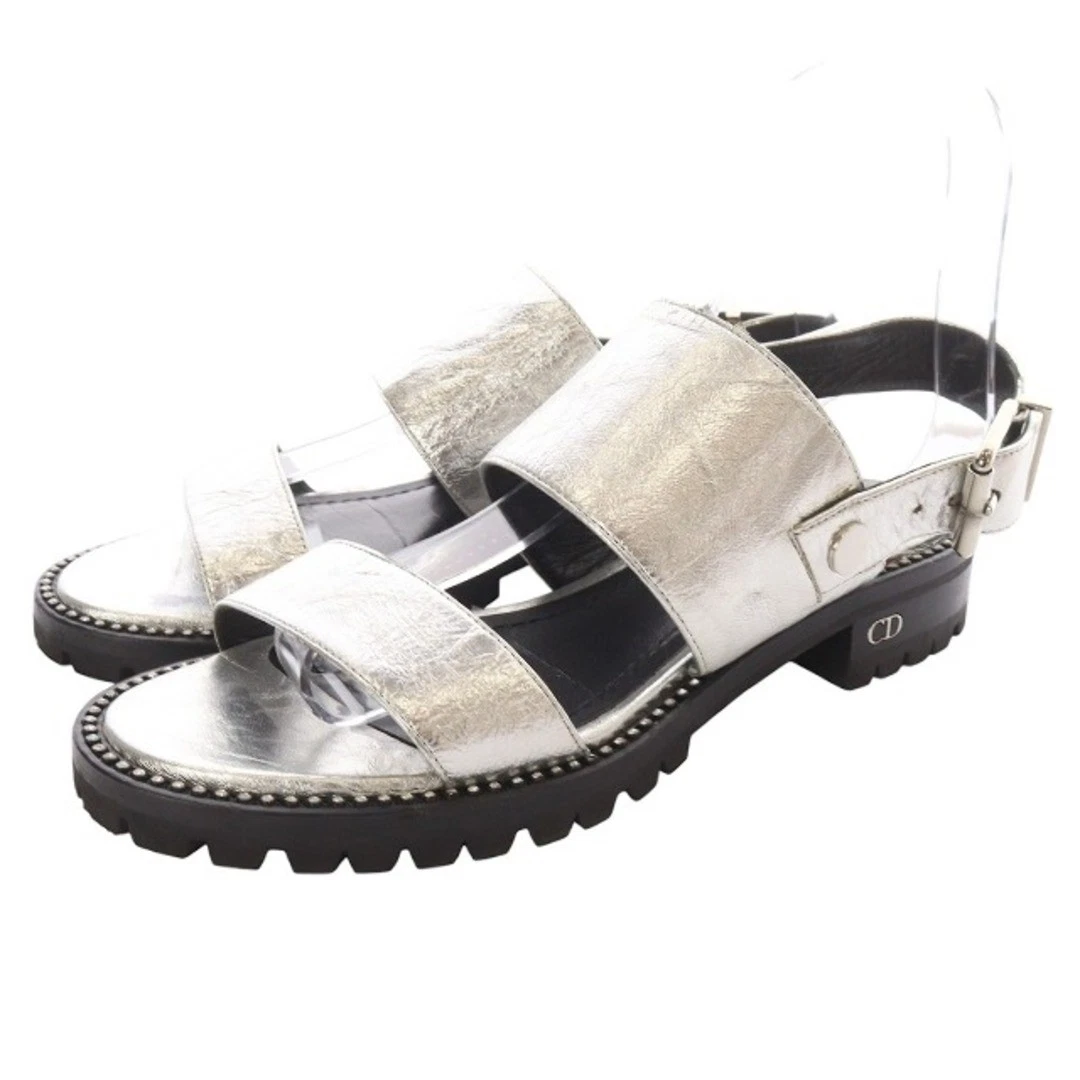 Sandales à lanières Dior Christian cuir 36 23 cm (9,06 po) couleur argent SR6 occasion c29