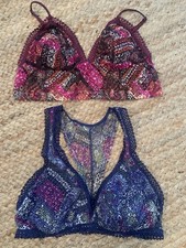 Lot Of 2 Victoria's Secret Bralettes Size Medium Padded Floral Boho EPOC