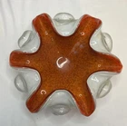 Vintage Murano Candy Dish Ashtray Hand Blown Art Glass Cherry Red White Clear