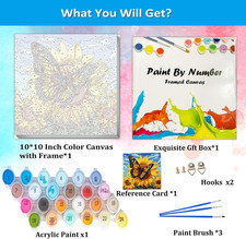 Framed Paint by Numbers Kit for Adults Beginners Kids Ages 8-12,Sunflower B...