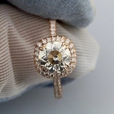 Lab-Created Round Cut 2.20 Ct VVS1 Diamond Engagement Ring 14K Rose Gold Finish