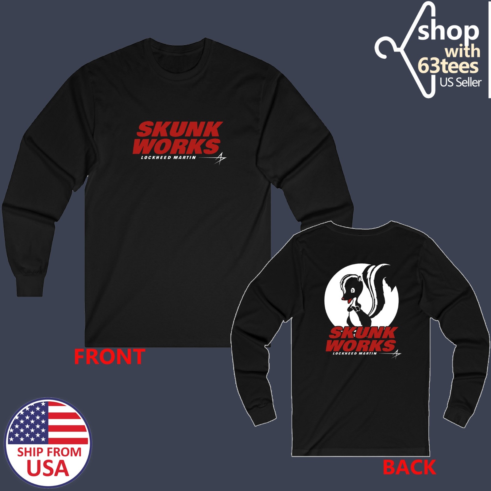 Lockheed Martin Skunk Works Military Aircraft Men's Black Size S to 3XL