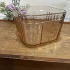 Vintage Federal Glass Pink Depression Square Ribbed Refrigerator Bowl Dish