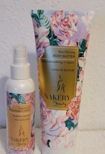 Nakery Skin Toning Body Butter LOVE IN BLOOM 10oz & Fragrance Mist