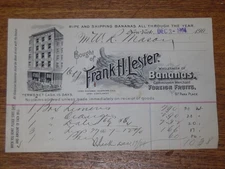 Antique 1904 Billhead Receipt Frank H Lester Bananas Foreign Fruit Park Place NY