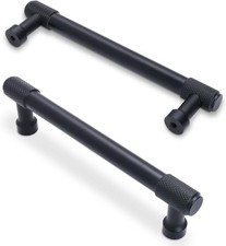 Knurled Matte Black Cabinet Handles 5 Inch Drawer Pulls 10 Pack