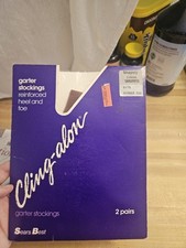 Cling-alon Reinforced Heel  Toe Sandpaper Garter Stockings Sears Best