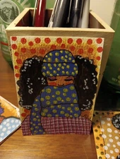 Winter Themed Aceo Original Mixed Media Abstract Woman - Katrine In Winter