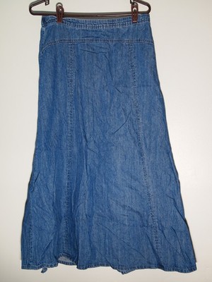 Classic Elements Blue Jean Denim 33'' Long Skirt w/Stretch band Size M 10-12