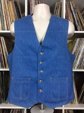 Vtg 70s Levi  s Waistcoat Vest Blue M/L Sportswear Tailored For Men