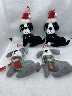 4 Count Puppy Dog Figure Christmas Tree Decorations - Super Cute! Plush