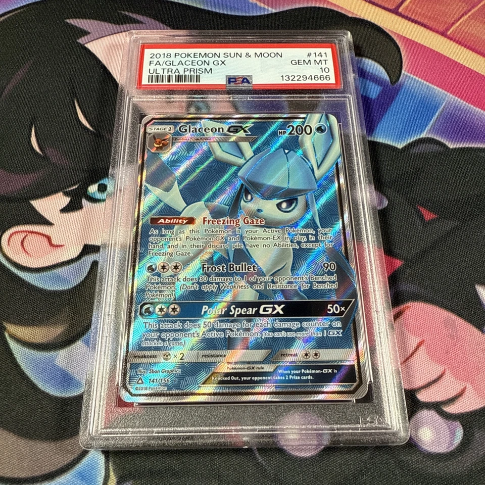 2018 POKEMON SUN & MOON ULTRA PRISM #141 FULL ART/GLACEON GX PSA 10 - Image 4 of 4