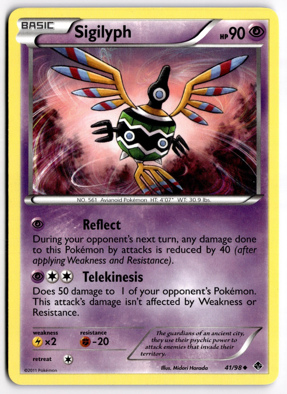 Sigilyph 41/98 B&W Emerging Powers  Uncommon Pokemon Card