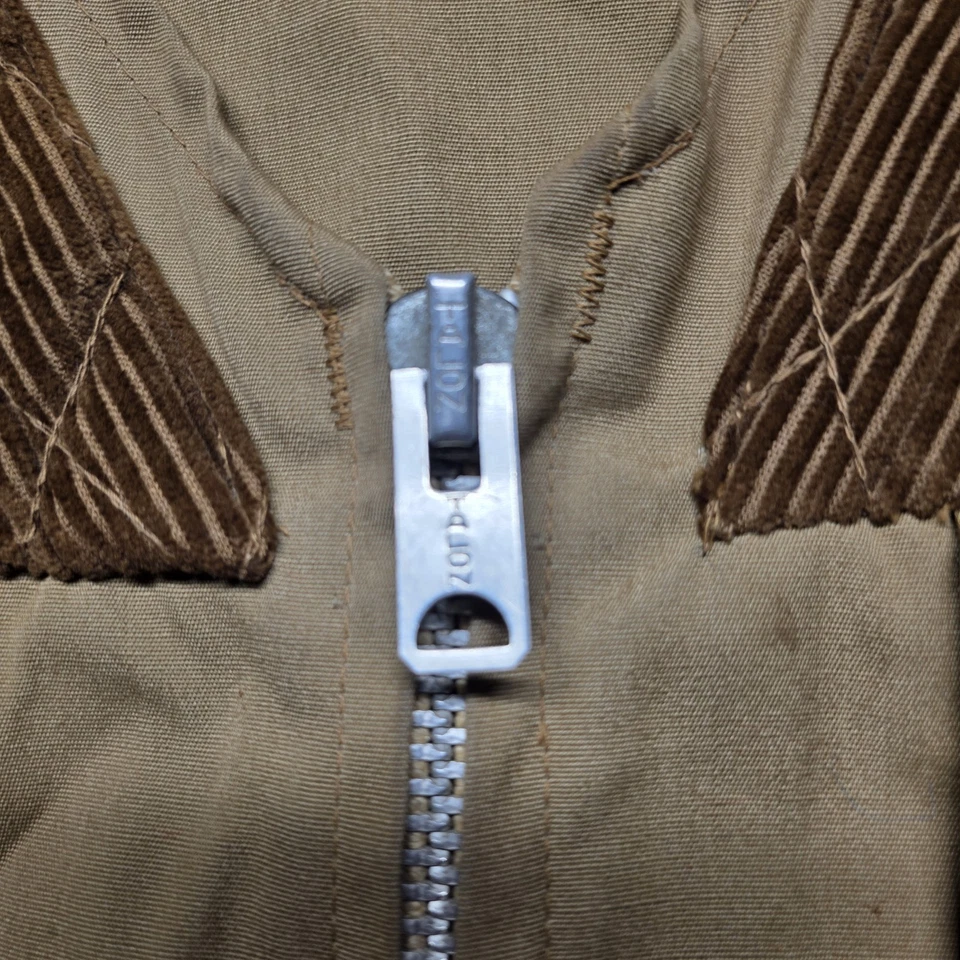 Vintage Wolfe’s Hunting Vest Canvas Corduroy Brown Talon Zip Shell Loops Mens XL - Image 3 of 4