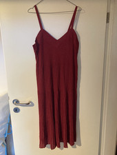 Damen Trägerkleid Midi bordeauxrot Plissee N...
