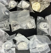 Lot-10 Apollo Lunar Exploration NASA Silver, Gold Lapel Pin Vntg NOS Launch Team
