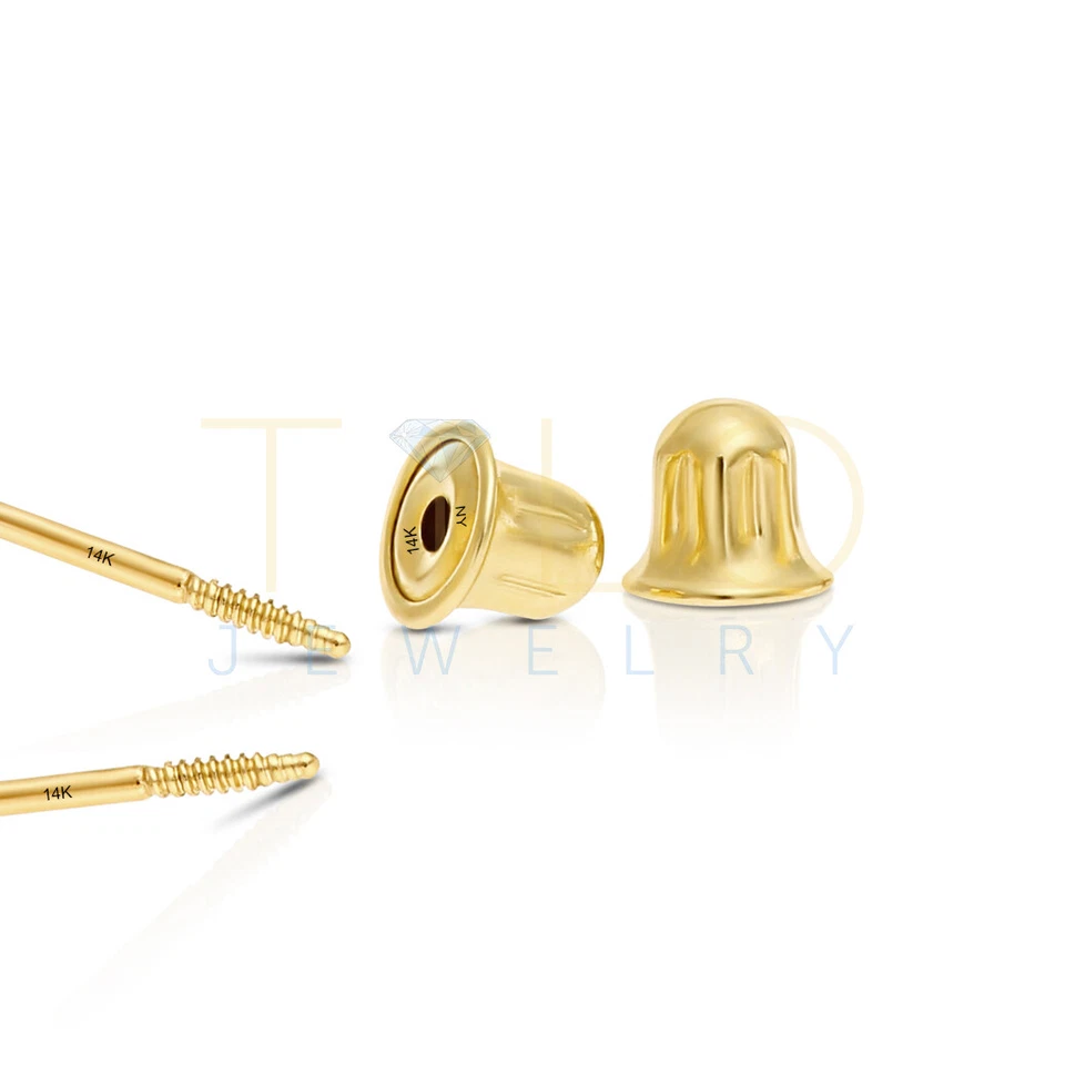 10K 真纯黄金新月 CZ 睡眠耳钉耳环螺丝背 — 第 3/4 张图片