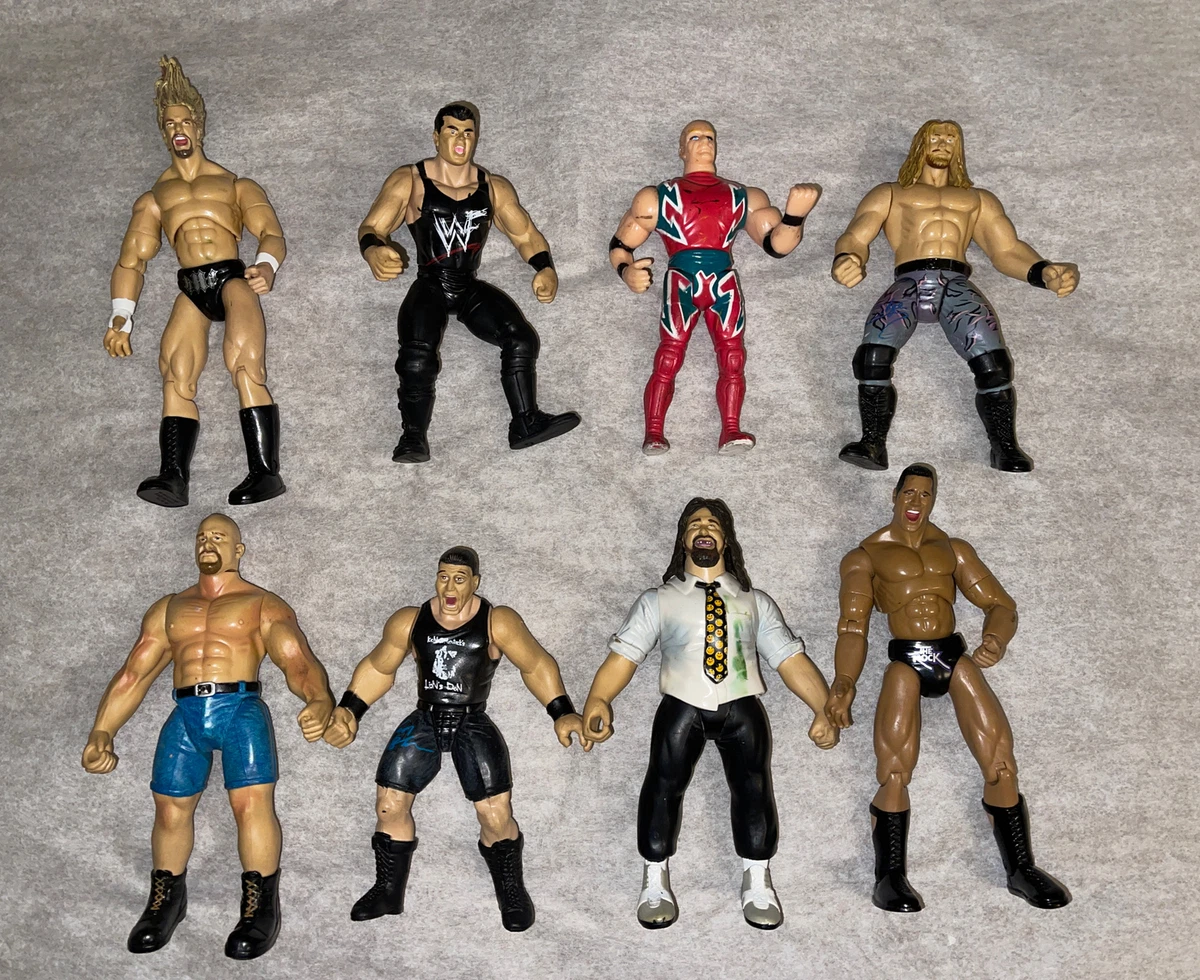 VTG Jakks WWE Wrestler Action Figures Wrestling Set Lot of 8 Late 90s-00's.