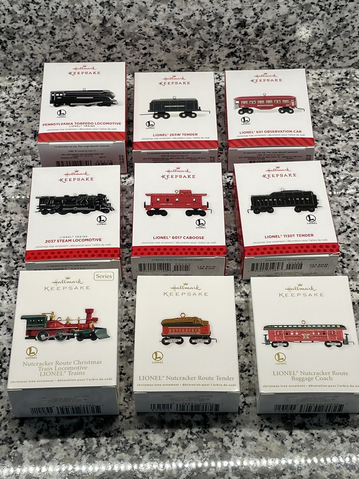 Hallmark Keepsake Ornaments "LIONEL TRAINS", COMPLETE SERIES (Set Of