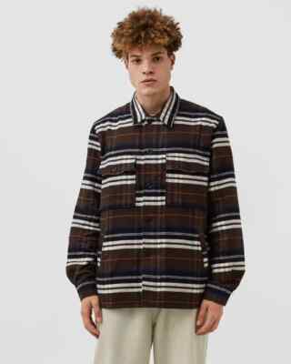Norse Projects Heavy Cotton Twill Brown Plaid Shirt Jacket L73506 Size Large
