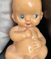 Vintage Kewpie Hard Plastic Talcum Powder Dispenser-6” Tall-Hong Kong-2 Cute!❤️