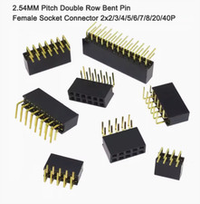 2.54MM Pitch Double Row Bent Pin Female Socket Connector 2x2/3/4/5/6/7/8/20/40P