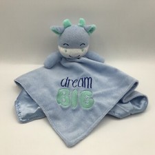 Baby Starters Baby Lovey Security Blanket Blue Green Rattle Happy Cow Dream Big