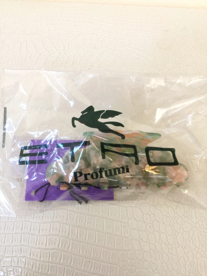 ETRO Milano Hecho en ITALIA Acrílico Lrg PELO CLIP Chapado en Oro PEGASO 4x1.5" NUEVO Foto 2 de 4