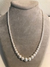Japan Graduated Faux Pearl Necklace 16" Vintage
