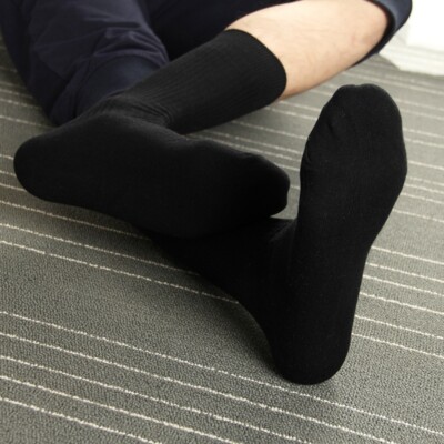 Men's business vertical stripe elastic durable cotton stockings medium hose
